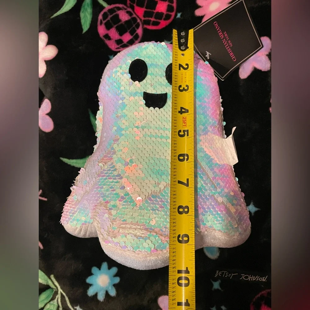 CHRISTIAN SIRIANO NWT White Iridescent Sequin Plush Ghost W/NEW Ghost Coffee Mug